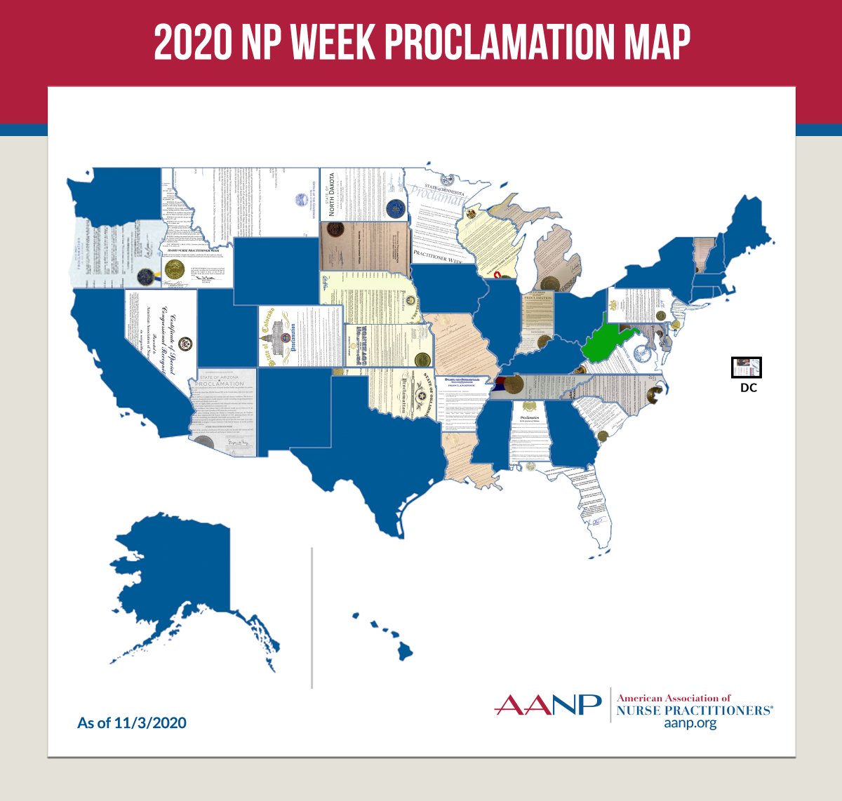 OregonNurses's tweet photo. We're looking at a different map today! Oregon leads the nation in NP practice and was the 1st state to declare Nov. 8 – 14, 2020 National NP Week! In the year of the Nurse and Midwife, we'll continue leading and supporting our outstanding NPs! #NPWeek #NPOregon #OregonNPs https://t.co/rM67Evykvc