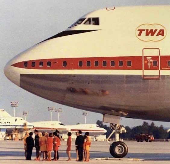 One of the first TWA 747s at Paine Field, WA prior to delivery in 1970.