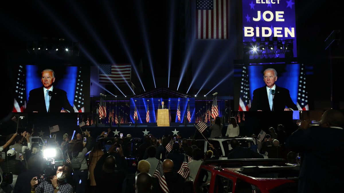 Ten weeks ago I wrote this long thread about the drive-in convention eventLast night's victory speech with  @JoeBiden &  @KamalaHarris was in the same spot - and I think it was simply the best live event in Dem politics in years - and 2nd place isn't close. Here's why:  https://twitter.com/dougblandry/status/1297260786512003073