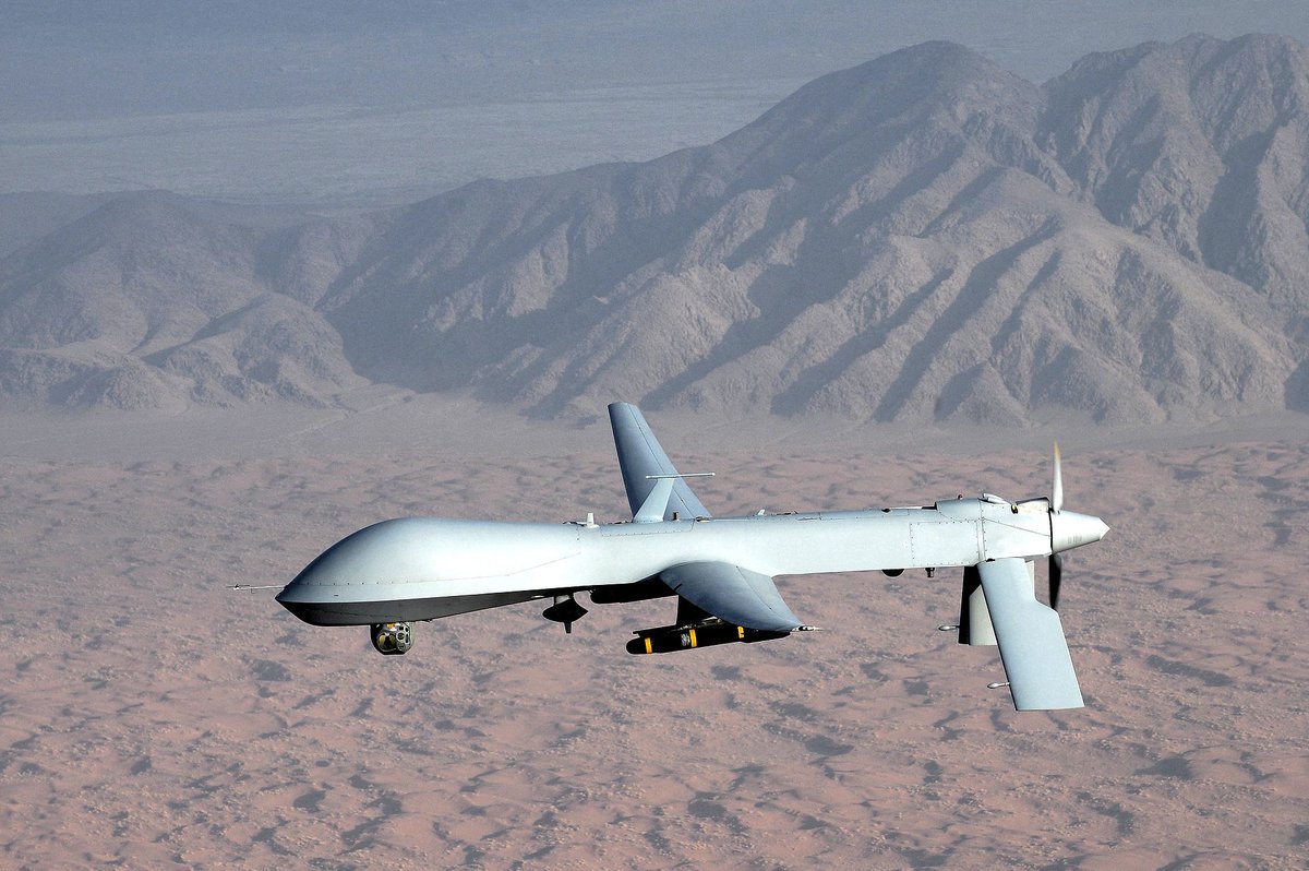 MilHistNow's tweet photo. On this day in 2001, an American drone kills several al-Qaida operatives in Afghanistan with a Hellfire missile. It's history's first successful Predator strike. https://t.co/dCZ1qgUGoL