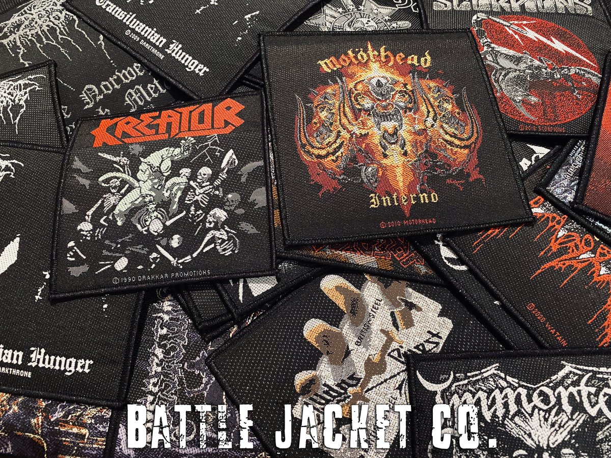 BattleJacketCo's tweet photo. Battle Jacket patches in-stock #OzzyOsbourne, #Deicide, #Darkthrone #Motorhead #Kreator #RottingChrist #heavymetal #bandpatches #battlejacket #battlevest https://t.co/3UMMCKVx30