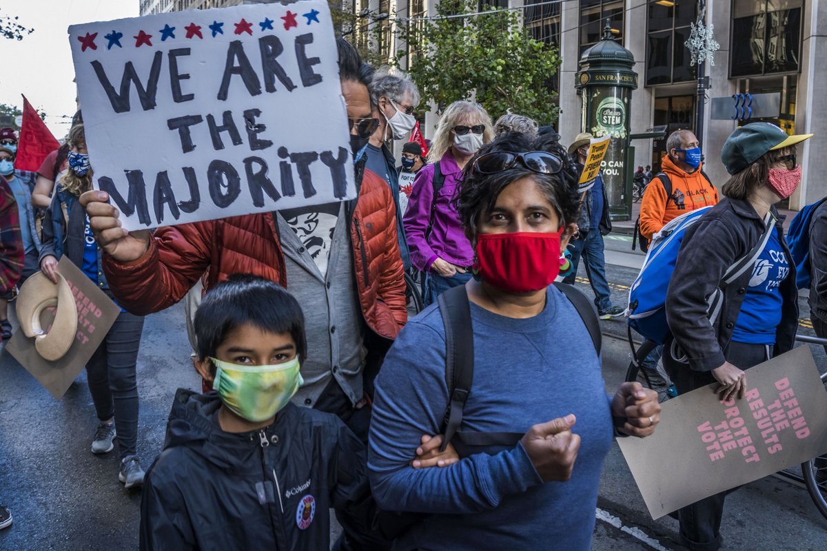 SAN FRANCISCO CELEBRATES THE DEFEAT OF DONALD TRUMP - Photos by David Bacon
Rally and march up Market Street in celebration after the defeat of President Donald Trump. Marchers demanded that vote counting go on until all votes are tallied.
flickr.com/photos/5664665…