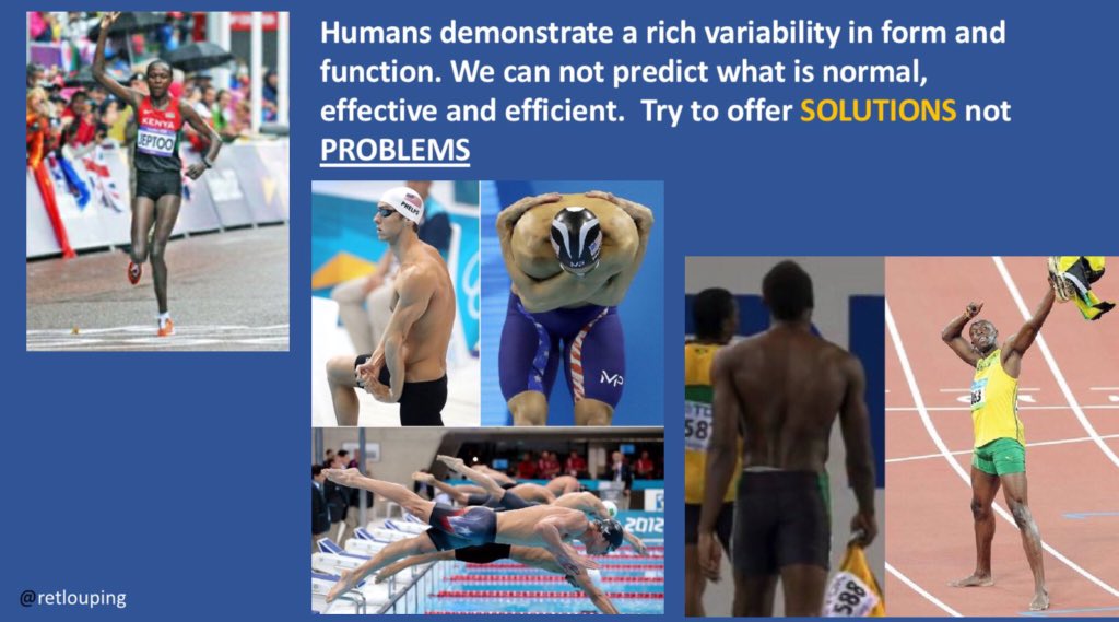 Humans are not machines that break down and need fixing. They are re beautiful complex adaptive and self regulating.High ;even function can be achieved, despite so called Pathology of position or movement.