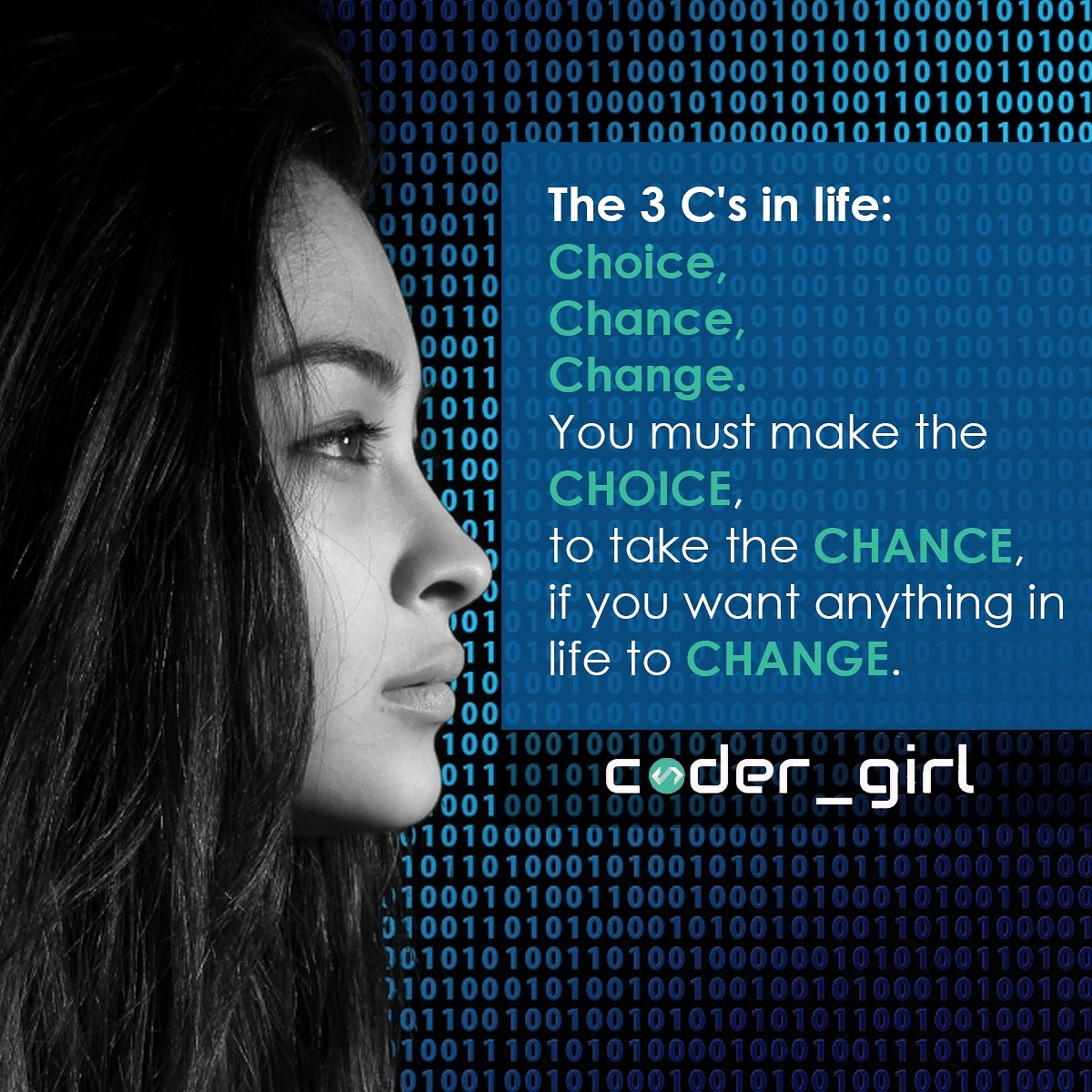 CoderGirl000's tweet photo. Don't be afraid to take the chance, Coder Girl. You may surprise yourself. #MondayMotivation #WomenInTech #YouCodeGirl! https://t.co/X229wumtY0