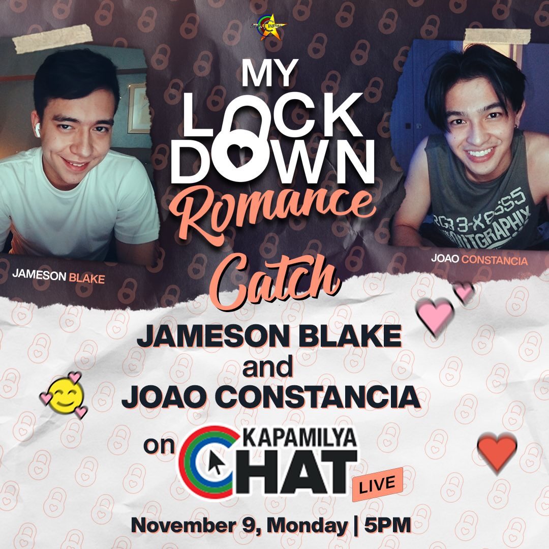 jmsnblake's tweet photo. Bes, chat tayo LIVE kasama sina Jameson Blake and Joao Constancia at Kapamilya Chat Live! Abangan yan sa ABS-CBN Entertainment pages! #MyLockdownRomance https://t.co/yp0yjRk619