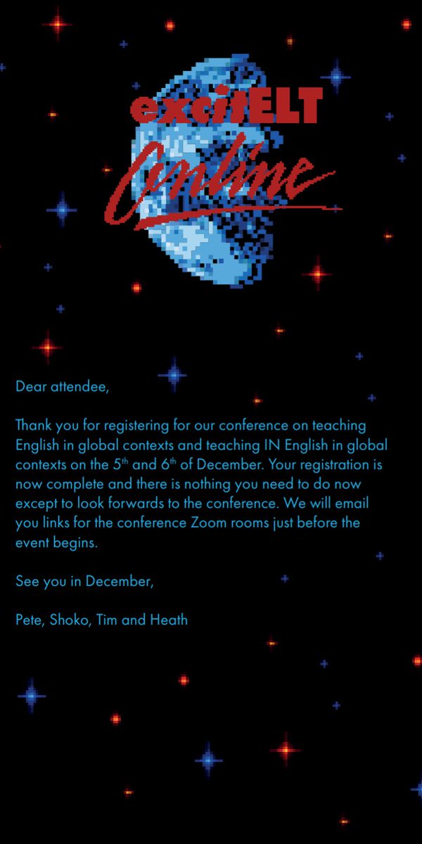 eltexplorer's tweet photo. So thrilled @excitELT are organising a conference on Global Englishes and EMI in December! Opportunities like this to connect with ELT professionals from all over the world online are definitely the upside of this pandemic. https://t.co/HlvFppWsAM