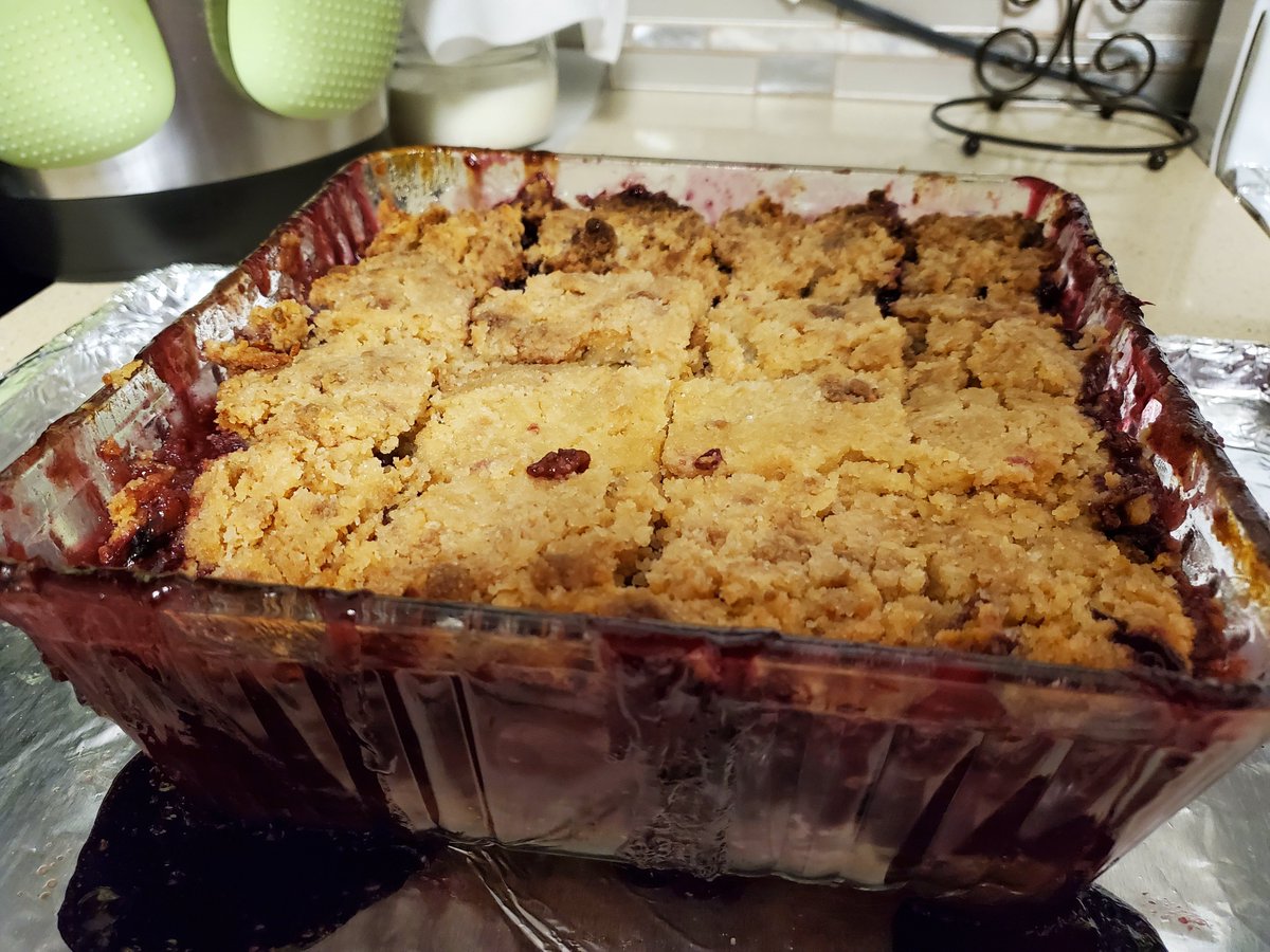 The_Tommy_Hough's tweet photo. If anyone needs me I'll be making another pot of coffee to go with my wife's celebratory #Blueberry #Strawberry #Blackberry #BerryCrumble fresh out of the oven. Where's the ice cream? #CarbCrash #BakedGoods https://t.co/AjUZNoEK95