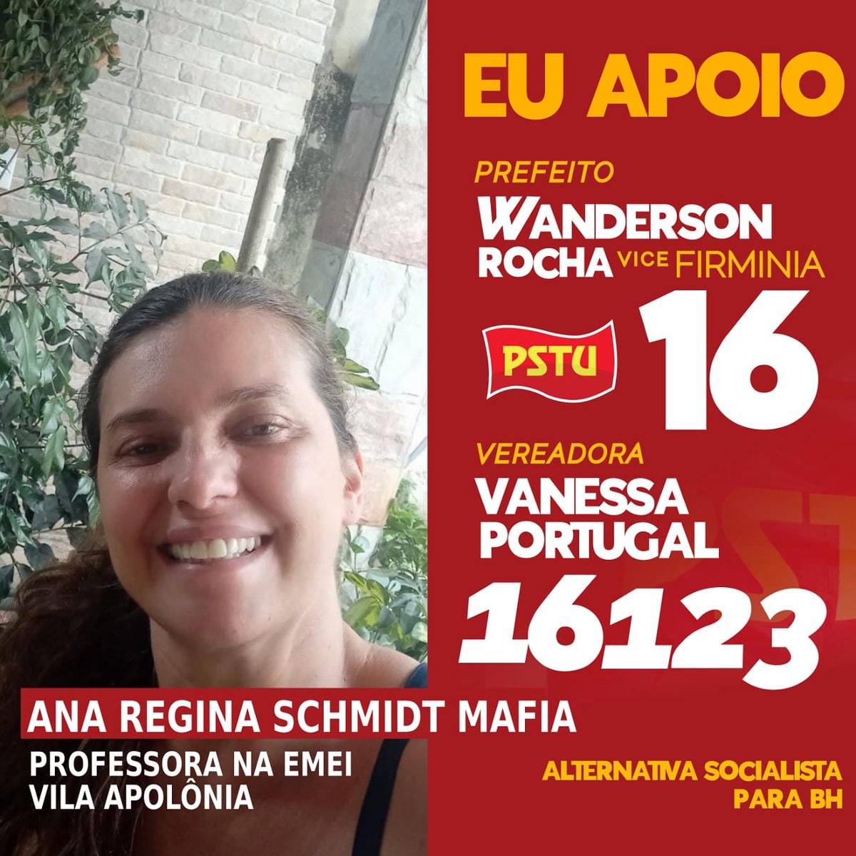 wandersonpstubh's tweet photo. MANIFESTE APOIO | #Votar 16 é escolher um programa socialista. #Digitar 16123 é optar por programa de luta contra a retirada de direitos. #Chega de conciliação de classe.
#Bora somar!? Mande uma foto.
#wandersonrocha16
#vanessaportugal16123
#PSTU
#eleicoes2020 https://t.co/of2Al6kiIp