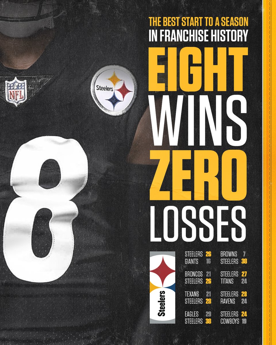 steelers's tweet image. 8️⃣-0️⃣ for the first time in #SteelersHistory 💪

#HereWeGo