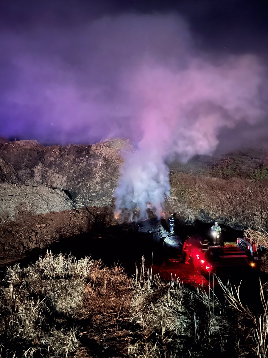Sandwich FF.'s this AM shortly after 2AM Received a call for Heavy Smoke on Service Rd  in the area of the Hospital. F.F.'s arrived &amp; located a Fire in a large pile of yard debris &amp; mulch.  Thank You to Mutual Aid Companies that responded to the Scene &amp; Covered our Firehouses.