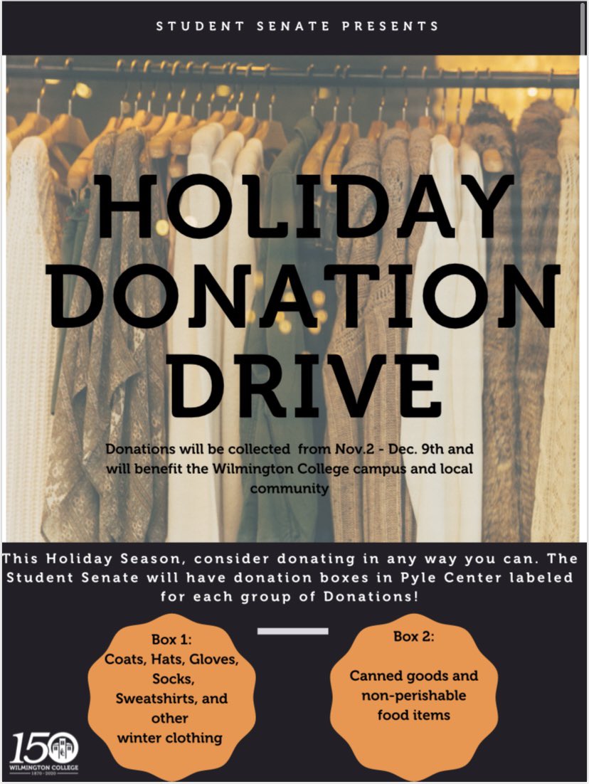 SenateWc's tweet photo. ‘Tis the season of warm fuzzy feelings, a grateful heart, and of course giving! If you have some new or like new winter wear or non-perishable food to spare please consider donating those items to help those who may be in need! https://t.co/PoX97NA30T