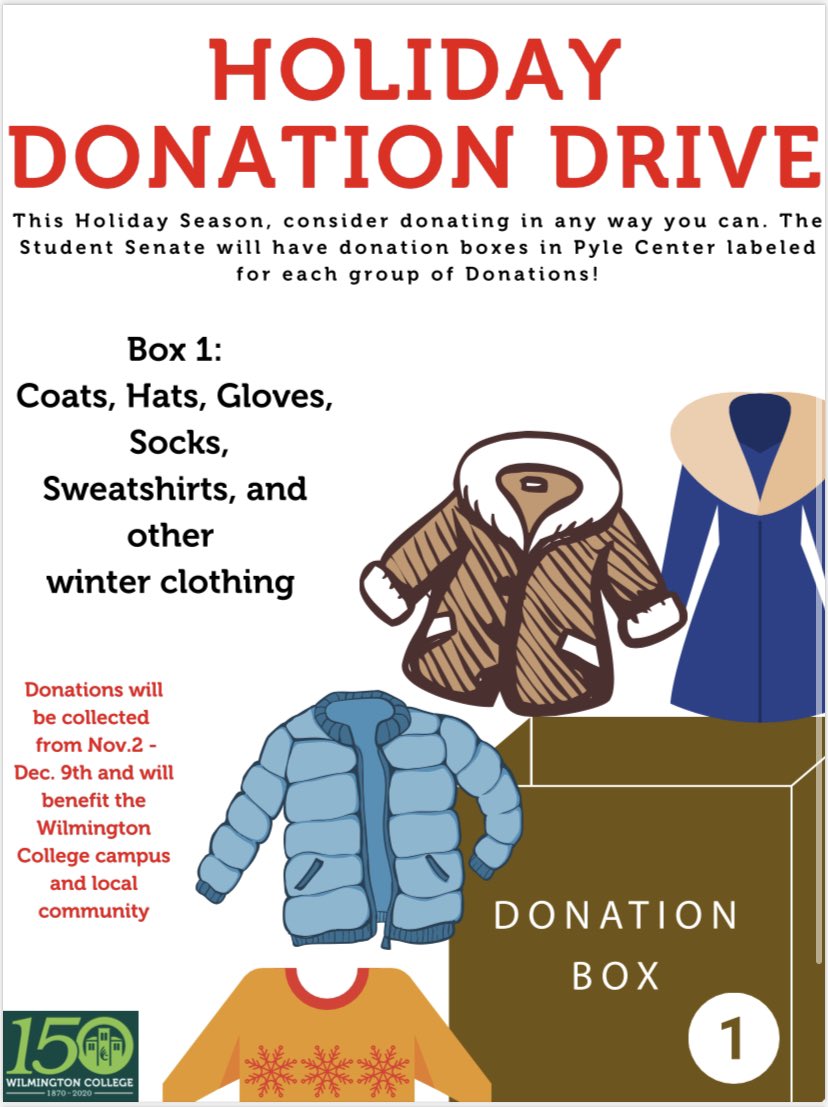 SenateWc's tweet photo. ‘Tis the season of warm fuzzy feelings, a grateful heart, and of course giving! If you have some new or like new winter wear or non-perishable food to spare please consider donating those items to help those who may be in need! https://t.co/PoX97NA30T