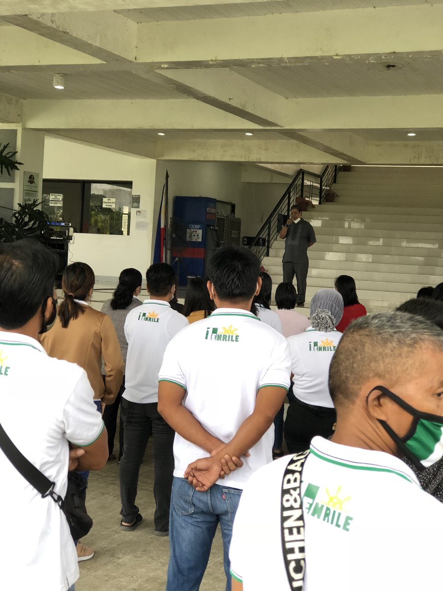 1Enrile's tweet photo. Enrile Mayor Decena during the flag raising ceremony, oriented all LGU employees of actions that need to be accomplished with regards to the Anti-Dengue measures as Dengue virus is rampant during rainy days and to further prevent acquiring such virus. https://t.co/S9npeWCVVh