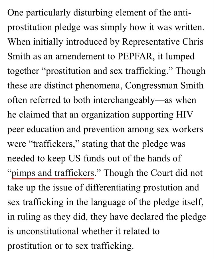 Rep. Chris Smith (R - NJ), architect of the anti-prostitution pledge, who both smeared sex workers’ groups as “pimps” and cut their HIV/AIDS funding  https://www.thenation.com/article/archive/supreme-court-strikes-down-anti-prostitution-pledge-us-groups/