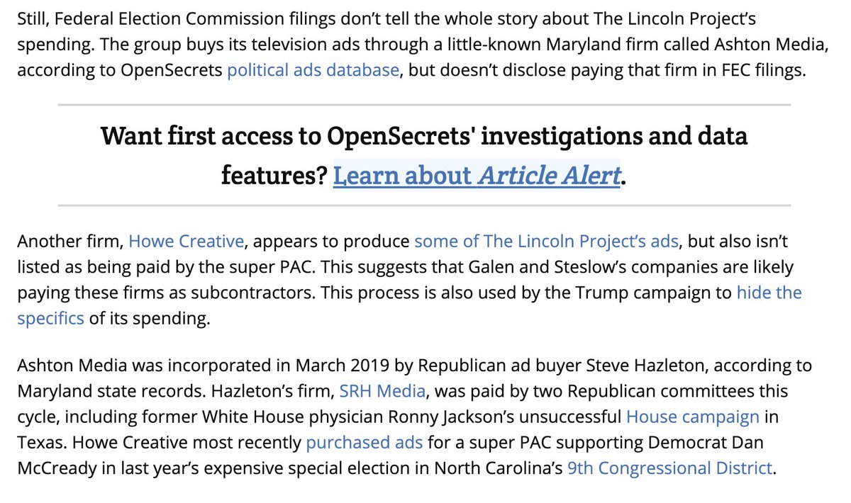 couldn't find anything about Ashton Media, which got a paltry $4,350,000. opensecrets had trouble finding out much about them, too! they were incorporated last year!