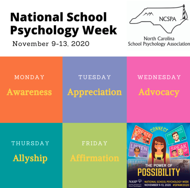 This week is National School Psychology Week (formerly known as School Psychology Awareness Week (SPAW)! This year’s theme is the Power of Possibility. NASP has opted to stick with the hashtag #SPAW2020 during this transition year and will be tapping into the “A’ to (1/2)