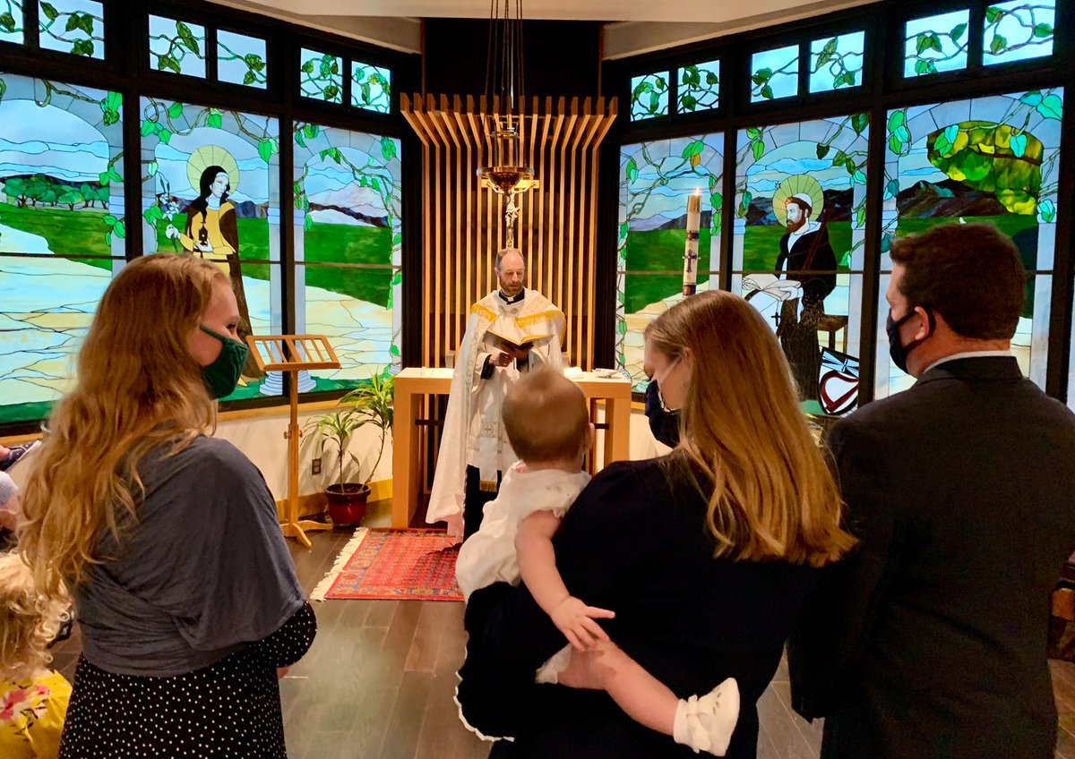 Adam_M_Winkler's tweet photo. A rare Sunday off for me as the #WashingtonFootball Team plays at home. But I had a good excuse.

Delayed 6 months due to #COVID__19, we were finally able to have @inthelineofmel baptize our daughter. @NDFootball isn’t alone in its late, clutch #Catholic performance this weekend. https://t.co/5oCLPTQwik