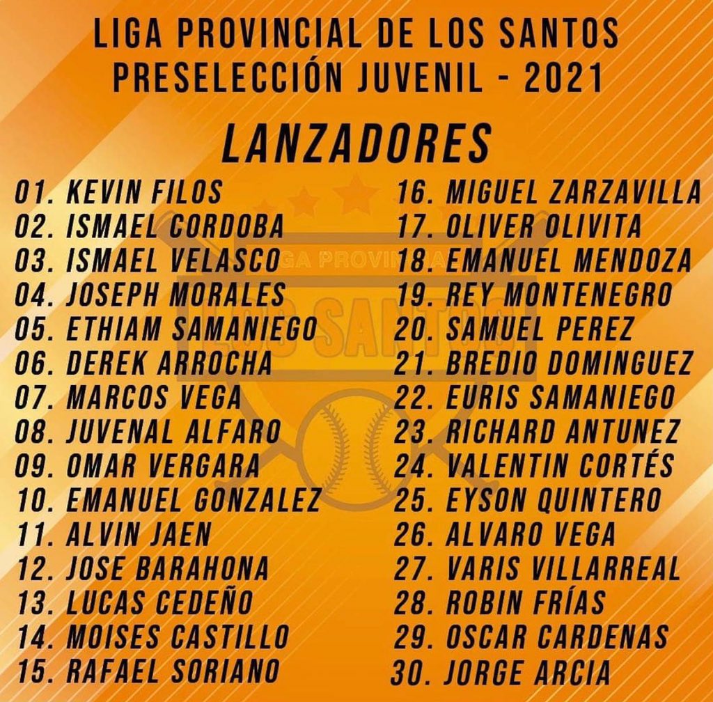 FusabLS's tweet photo. Preselección del equipo de Béisbol Juvenil de #LosSantos para el torneo 2021.
#FUSAB https://t.co/O0ODIX4bIn