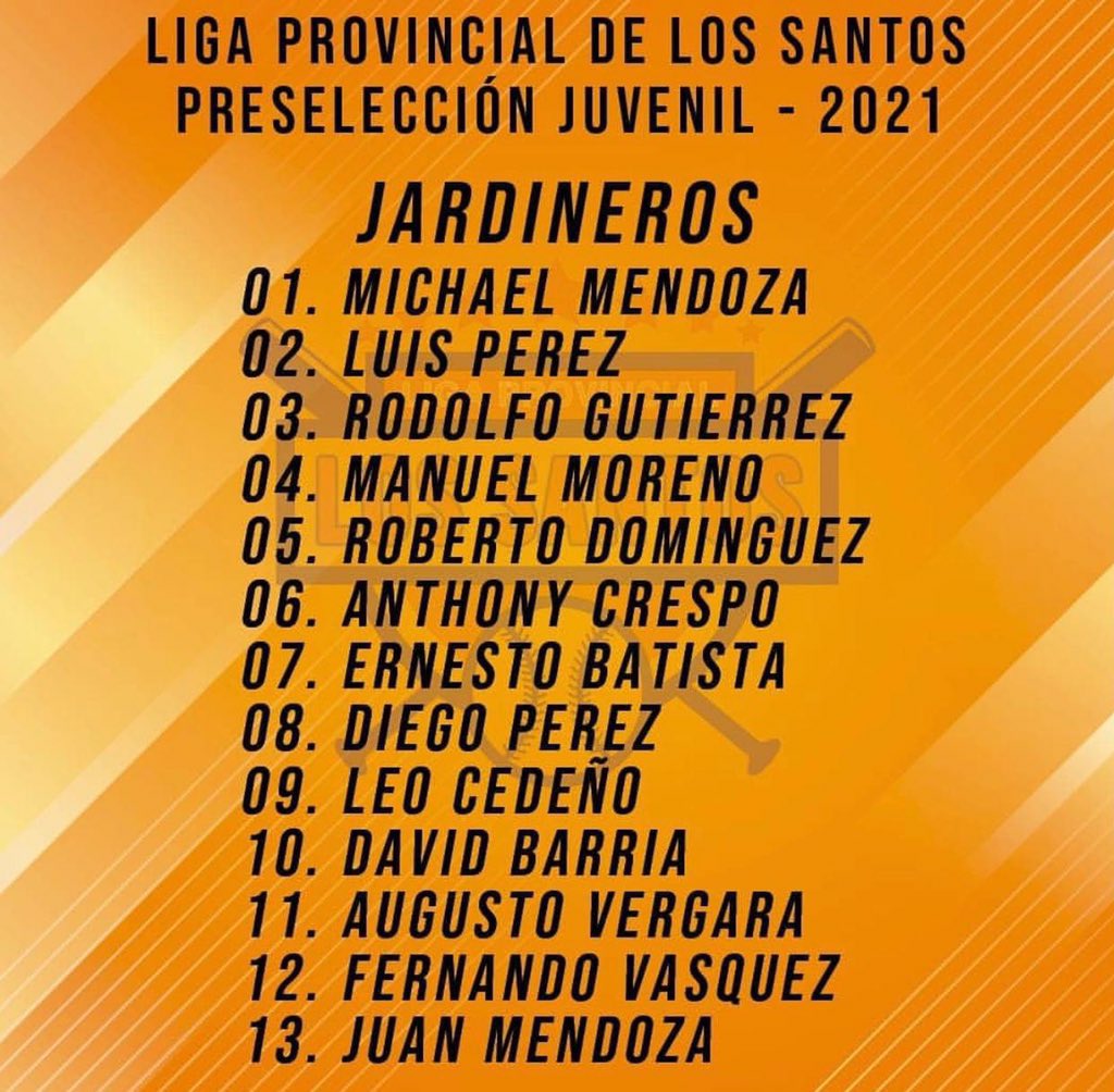 FusabLS's tweet photo. Preselección del equipo de Béisbol Juvenil de #LosSantos para el torneo 2021.
#FUSAB https://t.co/O0ODIX4bIn