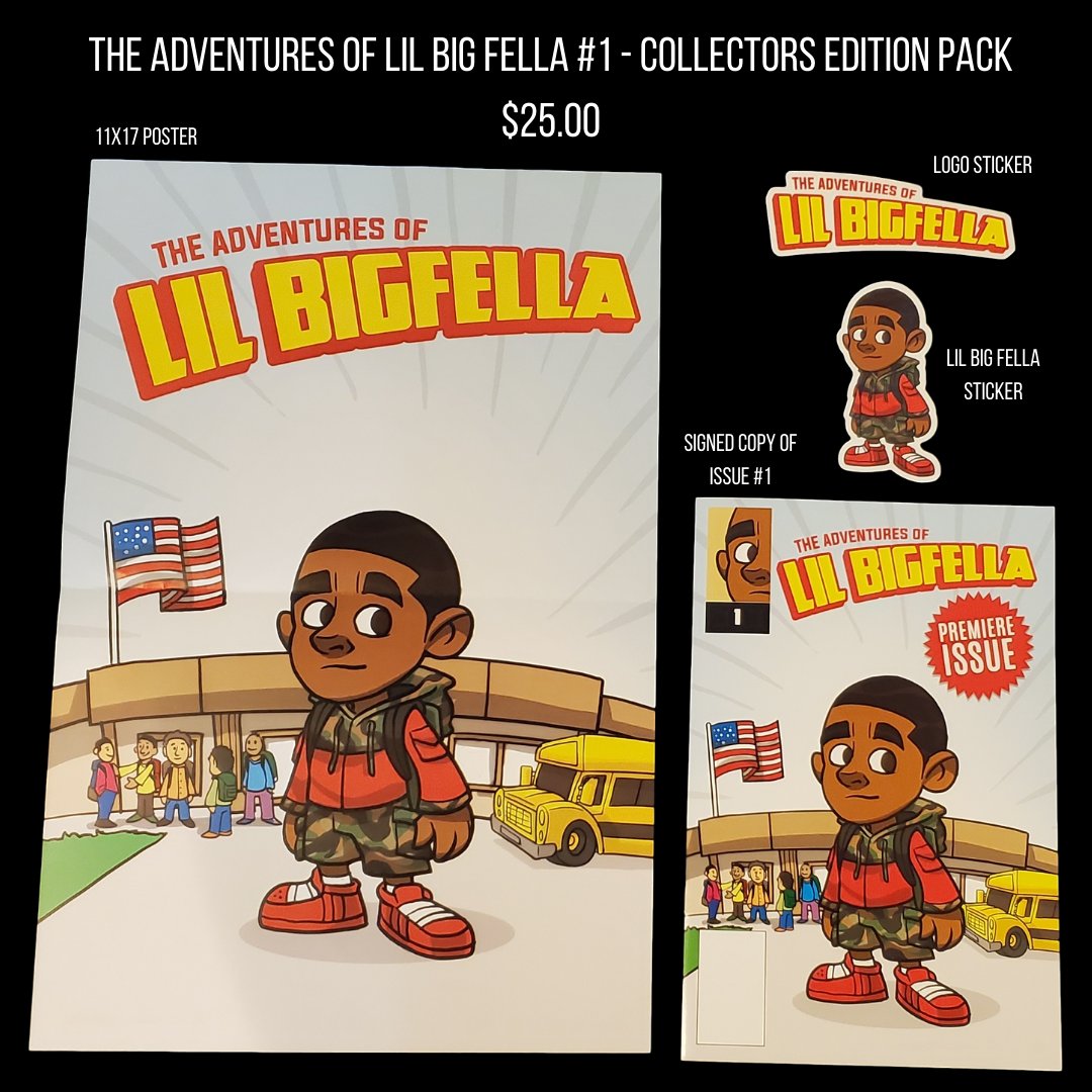 LilBigFellaBook's tweet photo. Pick up the collector's issue pack for $25 that includes:

- Signed, Numbered copy of the Book
- 2 Stickers
- 11x17 Poster
- Free Shipping/Local Delivery

This is a perfect gift! Purchase at https://t.co/2NnfDd7yF0 https://t.co/JrnnhWgvCg