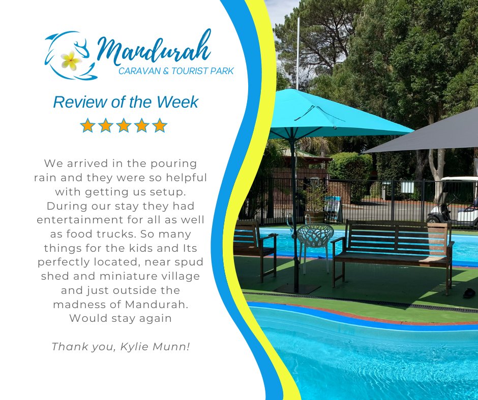 Mandurahcaravan's tweet photo. ✨  REVIEW OF THE WEEK!
RECENTLY STAYED WITH US?
We appreciate all guests feedback, We'd love to hear about your stay and experience at MCTP! Perhaps Review us on Google: https://t.co/e07C6rgfNz https://t.co/b74xfeaqnG