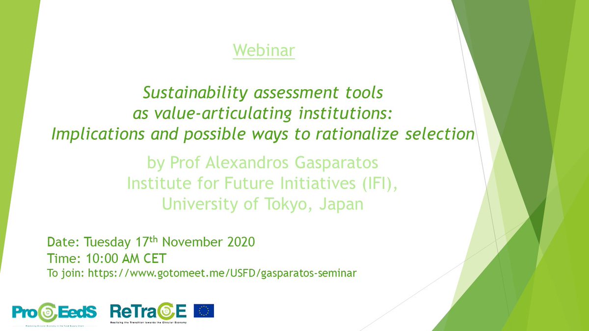 Join us #webinar Sustainability assessment tools as value-articulating institutions:Implications and possible ways to rationalize selection,by Prof. Alexandros Gasparatos <a href="/UTokyo_News_en/">UTokyo | 東京大学</a> 17 November 2020,10AM CET
bit.ly/3pd64WD <a href="/proceedsproject/">@ProCEedSProject</a> <a href="/EU_H2020/">Horizon 2020</a> #circulareconomy
