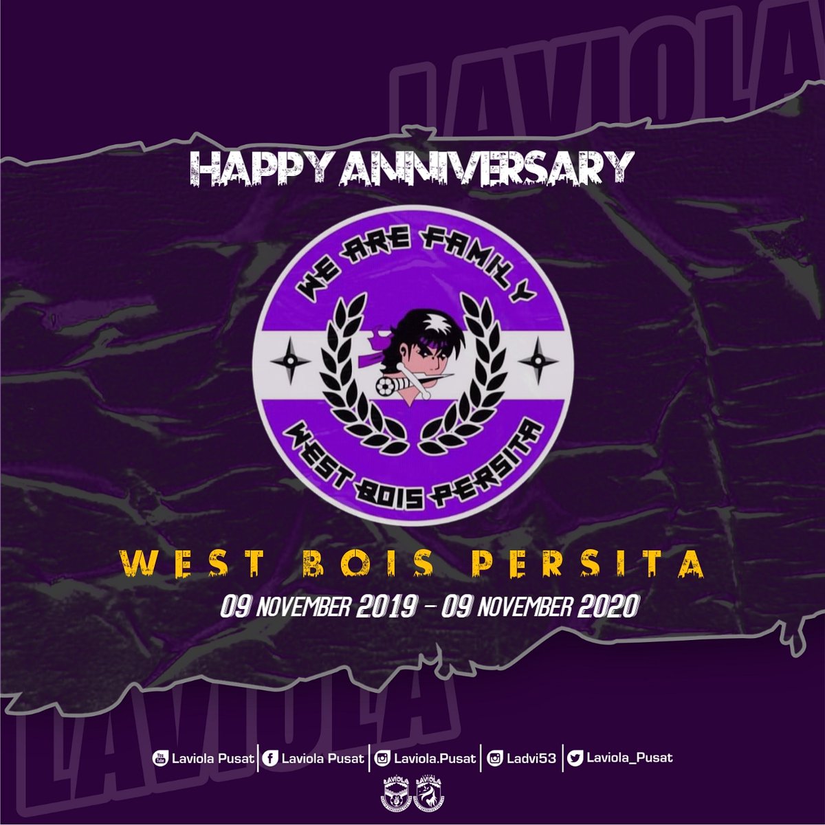 Selamat hari jadi untuk West bois persita korwil jayanti yg ke 1 tahun, makin solid makin kompak, dan selalu diberi kesehatan untuk semua anggotanya
.
#laviola #ladiesviola #persitafans #persitajuara