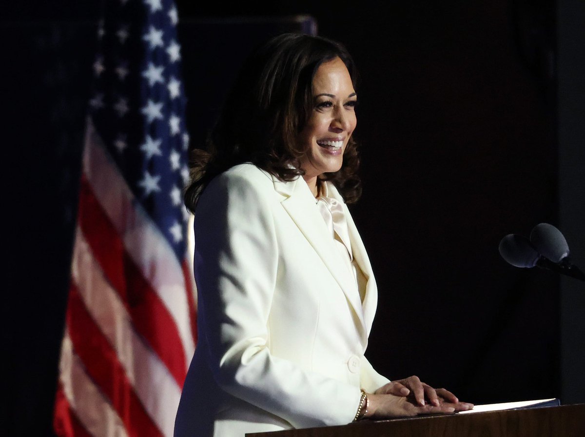Congratulations to <a href="/HowardU/">Howard University</a> alumna <a href="/KamalaHarris/">Kamala Harris</a> who has become the 1st woman &amp; the 1st person of color to hold the office of V.P. of the United States. She has made history! HU graduates CHANGE THE WORLD! #kamalaharris #howarduniversity #howarduniversityalumni #bidenharris2020