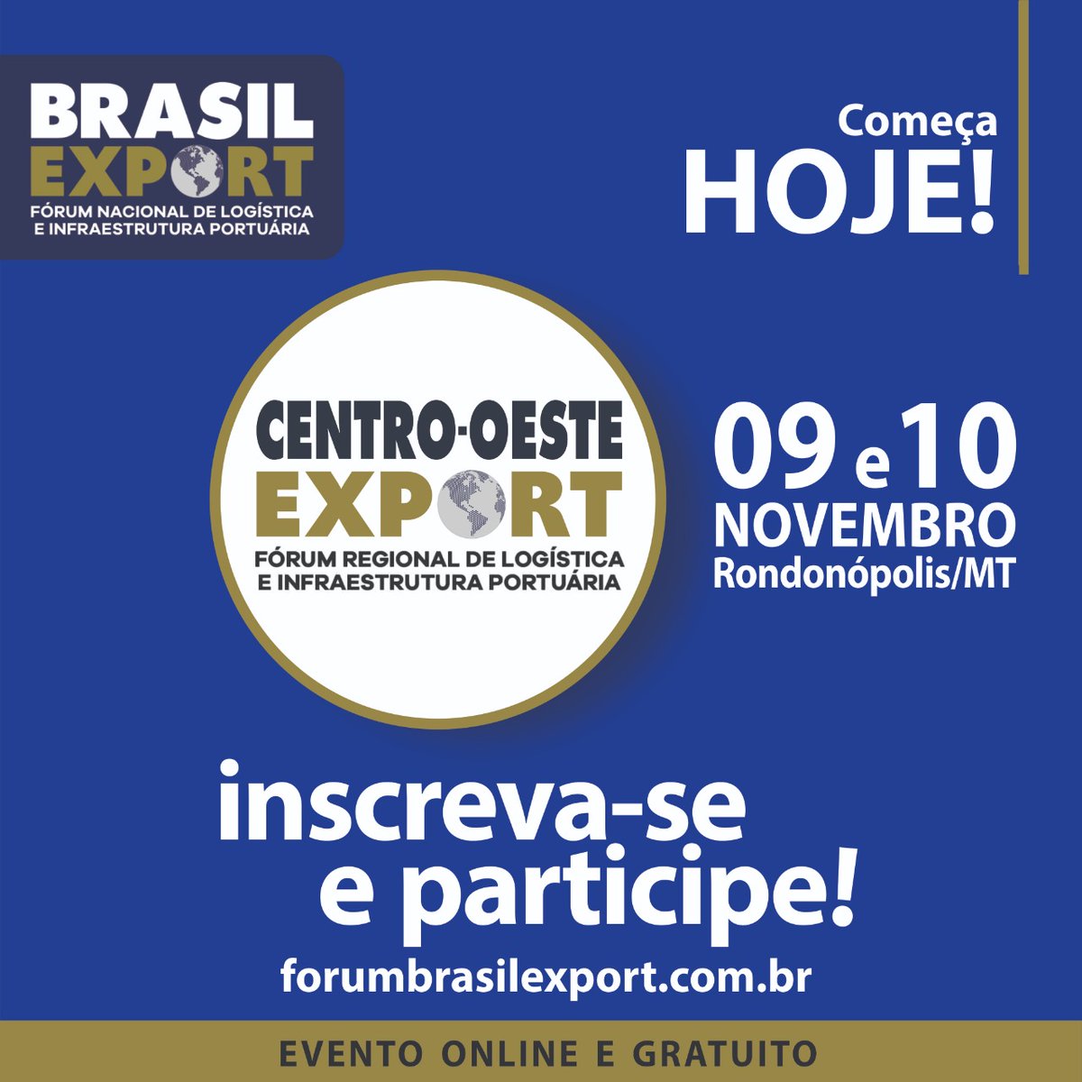 BrasilExport's tweet photo. Centro-Oeste Export começa daqui a pouco; ainda dá tempo de se inscrever!
⠀
As transmissões do Centro-Oeste Export começam daqui pouco, às 14h (horário de Brasília). Se cadastre agora no link https://t.co/tRR1XwT1hH para assistir as palestras e os painéis ao vivo. https://t.co/t8Ua4YGoyV