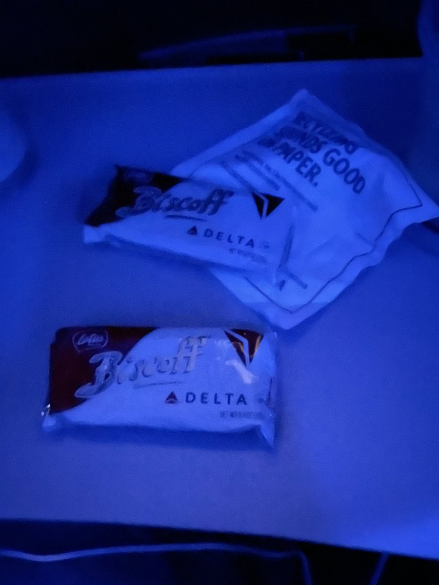 Man this pandemic sucks, but thank you <a href="/Delta/">Delta</a> for still giving me your yummy biscoff cookies in flight! #tmobilewingman