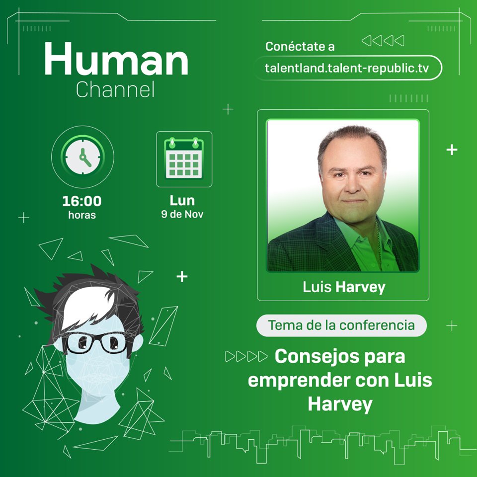luisharveym's tweet photo. ¡Lunes! No te pierdas mi conferencia 
"Consejos para emprender"
4:00 pm 9 Noviembre
#Talentland Latinoamérica

Inscríbete sin costo en:
https://t.co/Q83QJdckc3

#sharktankmx #humanchannel @talentrepublic_ https://t.co/eTP9OlvaSN