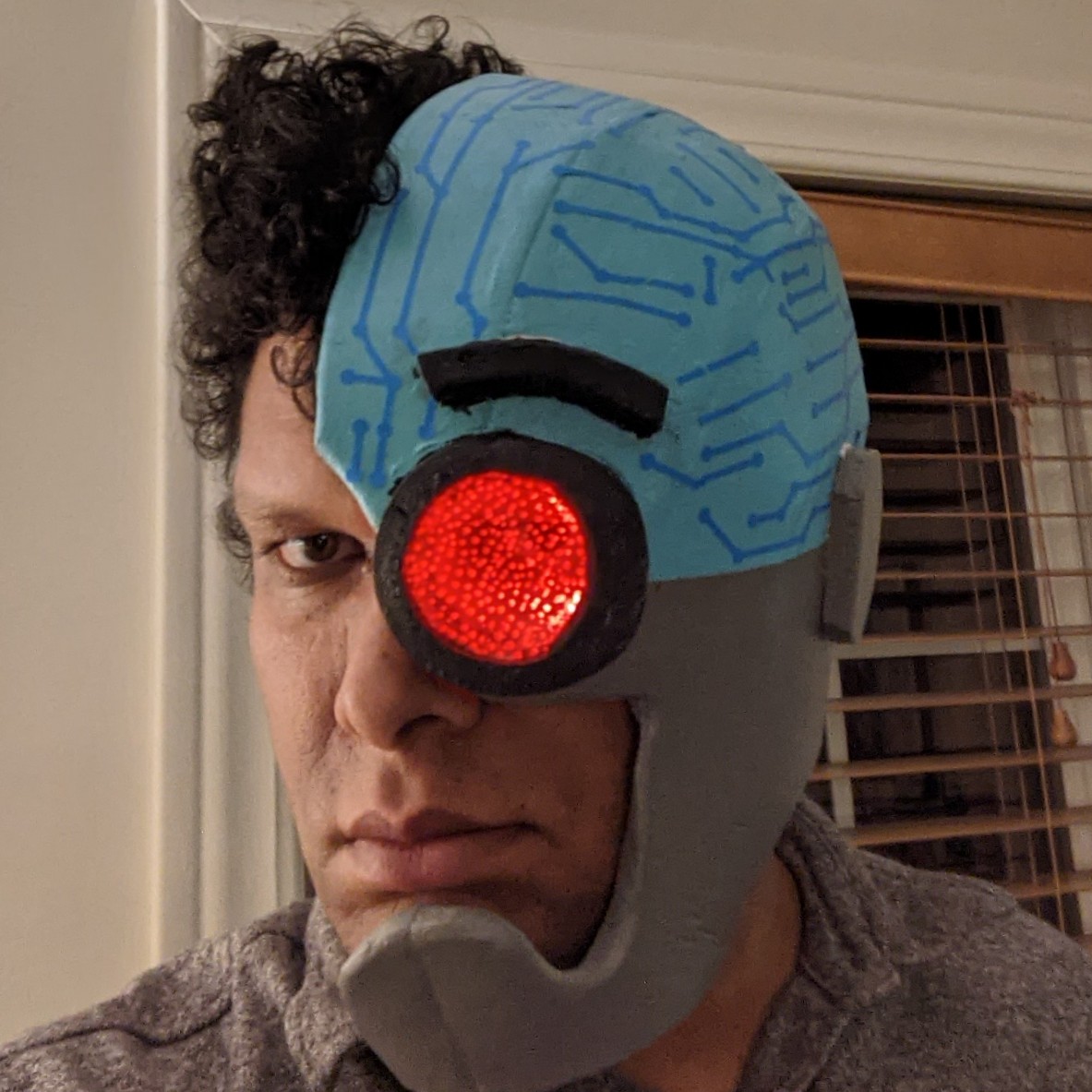 mrjlab's tweet photo. Started working with EVA foam to make a teen titans GO! Cyborg helmet to form the superteam with my kids. Super fun and forgiving material to work with! https://t.co/65IdA4pabb