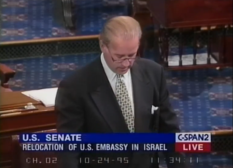 elderofziyon's tweet photo. Good Biden 1995 statement on Senate floor to recognize Jerusalem as the capital of Israel (video) https://t.co/KffNZTmnGf https://t.co/Sgf5NlQB5B