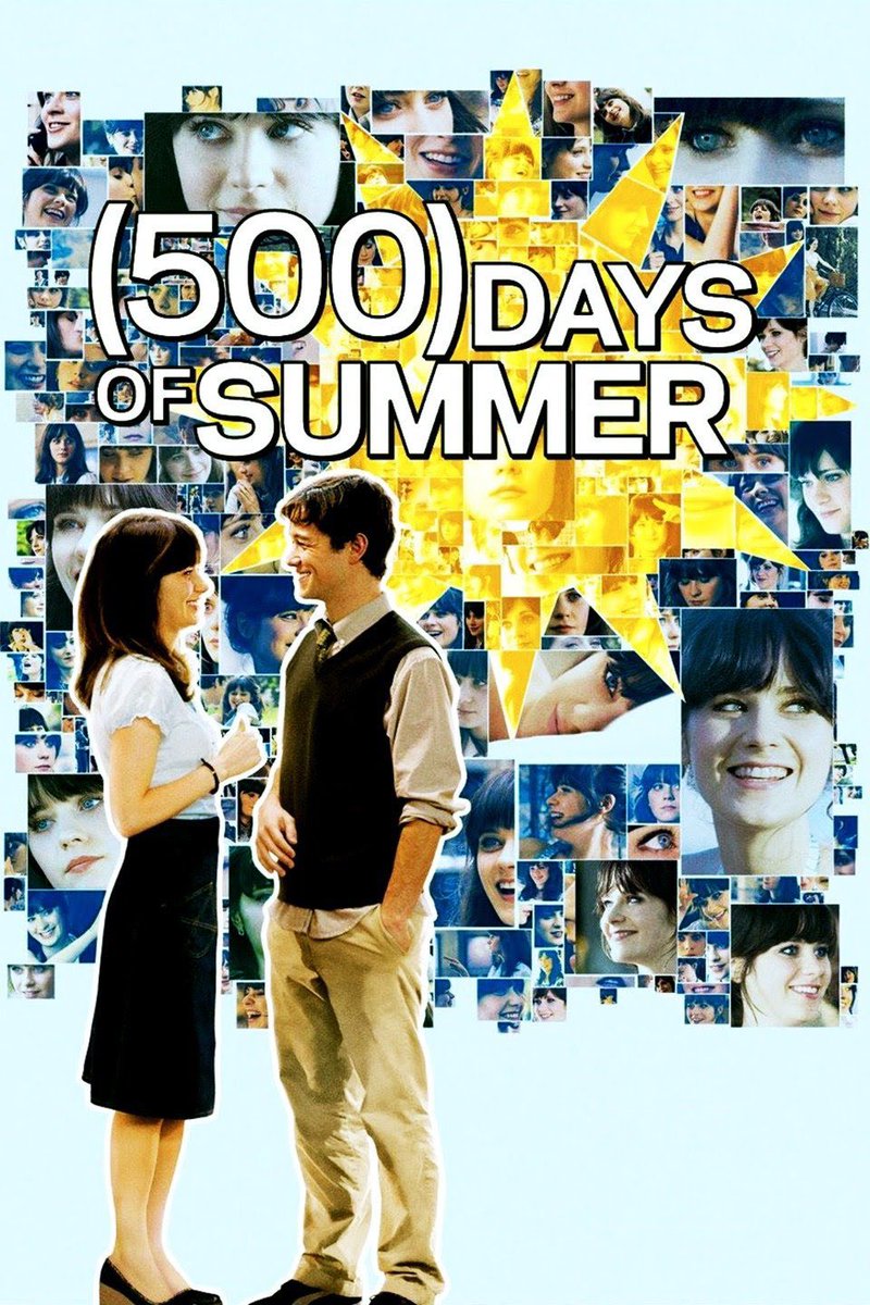500 days of summer (2009)this movie is so good, i love the way it’s filmed and the storyline, i love hearing how he thinks