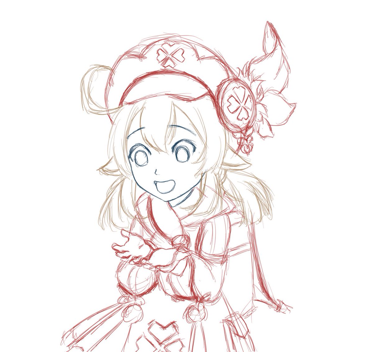 Wip for klee fanart, i just rolled her and her banner ends in like a day and i would have cried if i didnt get her 
#GenshinImpact #genshinimpactfanart #klee #digitalart