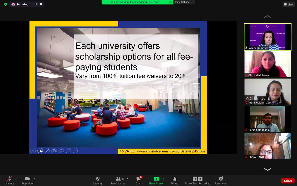 NordicCtrIndia's tweet photo. Some screenshots from yesterday... Ms. Joanna Kumpula from @TampereUni showcased Finnish HE while NCI's Christabel Royan presented Nordic HE. Thank you @symbiosis_sces and @NidhiPKapur! #NordicHE #StudyinSweden #StudyinFinland #StudyinDenmark #StudyinNorway #StudyinIceland https://t.co/tBZTnssM5v