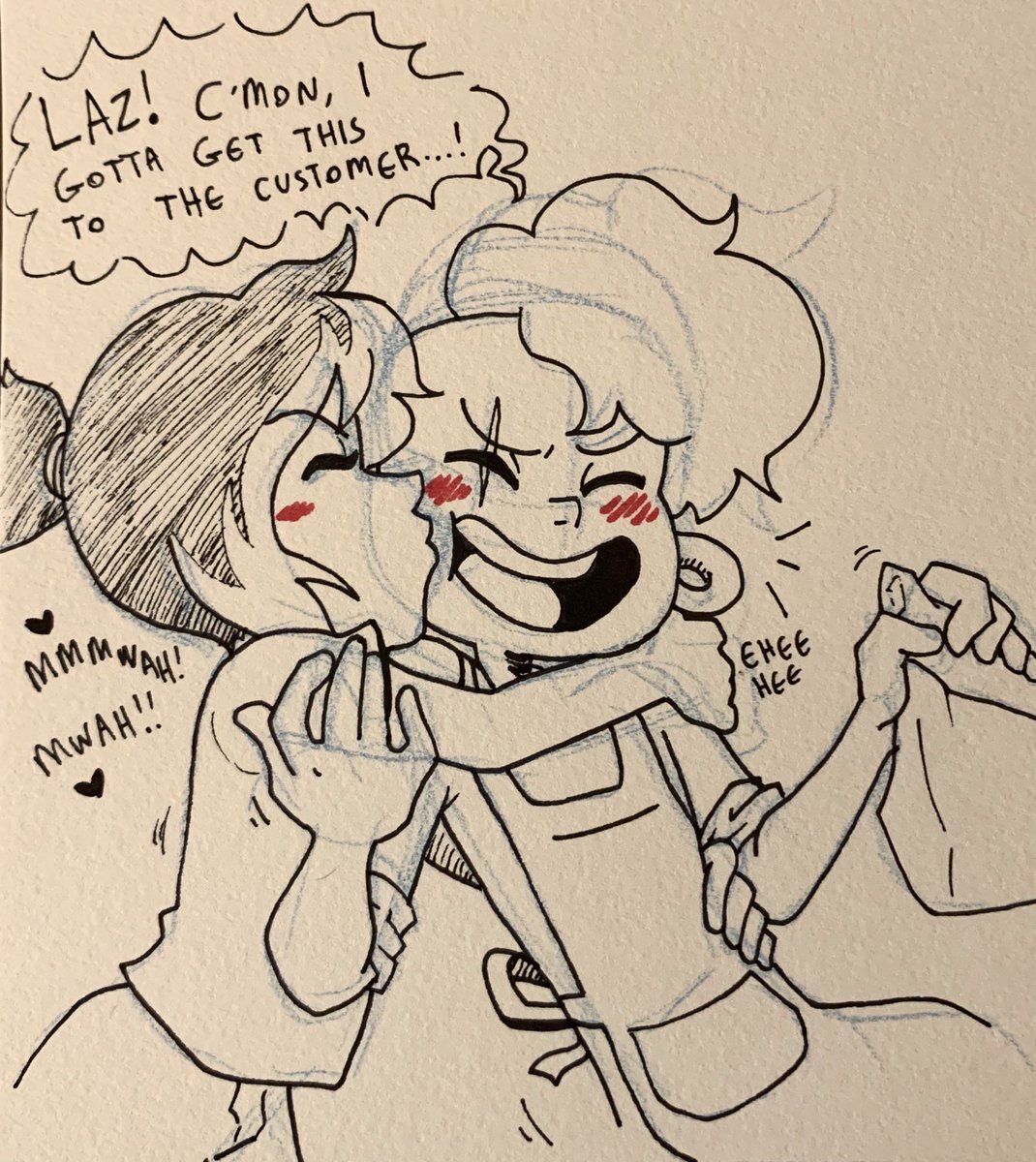 Laz loves to help him at the bakery ?? 
