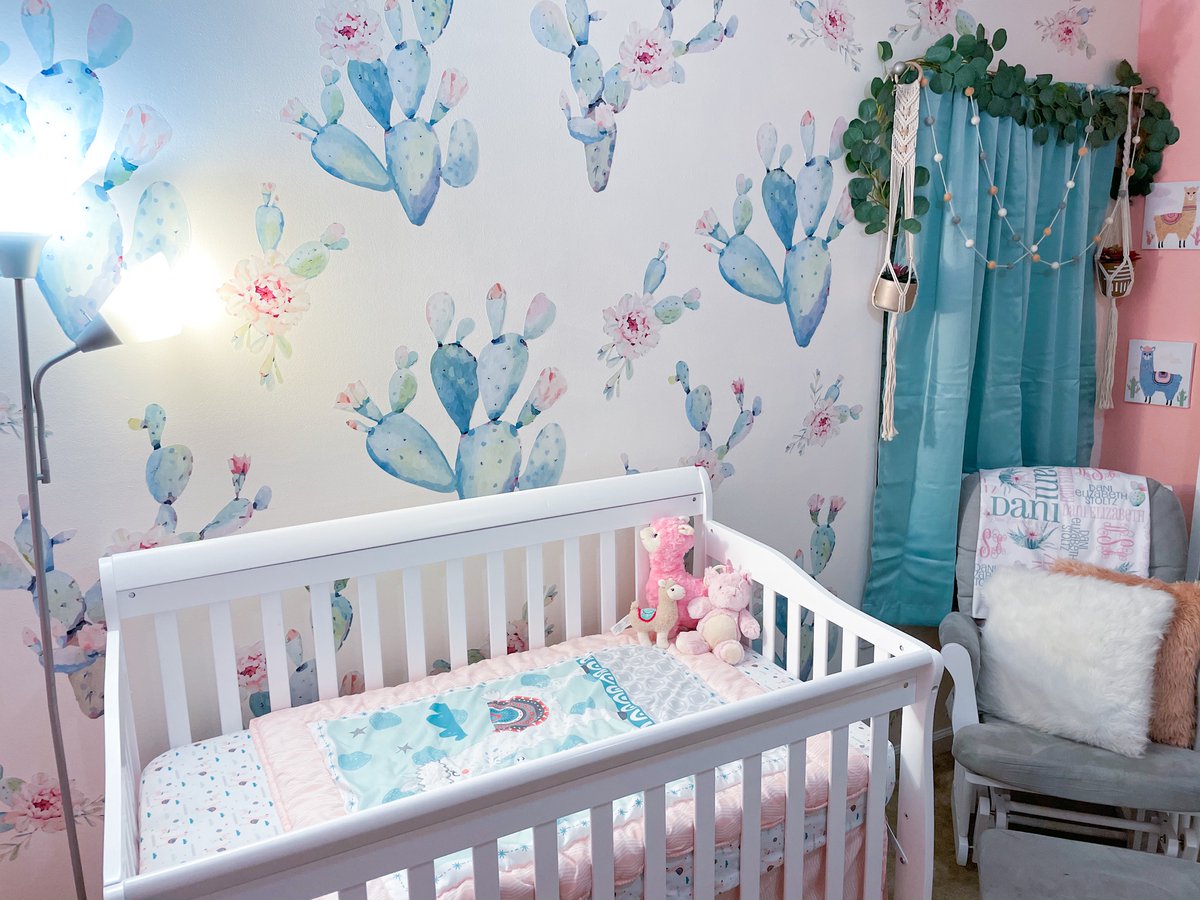 Kmaree697's tweet photo. Just popping in to share baby Dani Elizabeth’s nursery my sister finished today!! Literally obsessed and will be occupied by the end of the week! 🥰🌵 https://t.co/8eCdDVvGMy