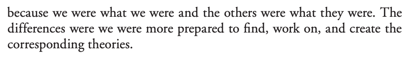 First, they're well-known. My favorite example here is Hamming in "Your and Your research":He focuses on luck / being prepared, but notice also how he mentions that both information theory and coding theory were "in the air". The Zeitgeist, if you will. https://d37ugbyn3rpeym.cloudfront.net/stripe-press/TAODSAE_zine_press.pdf