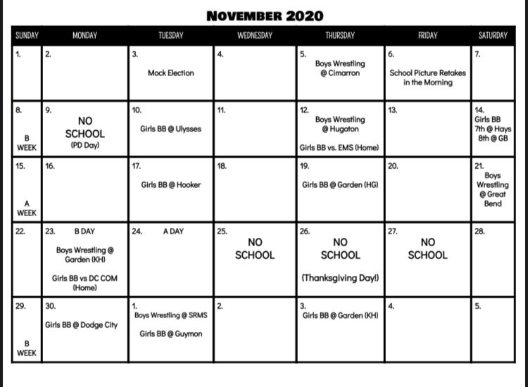 Rome6th's tweet photo. November Calendar for SRMS 🦃 https://t.co/b3orfCN94F