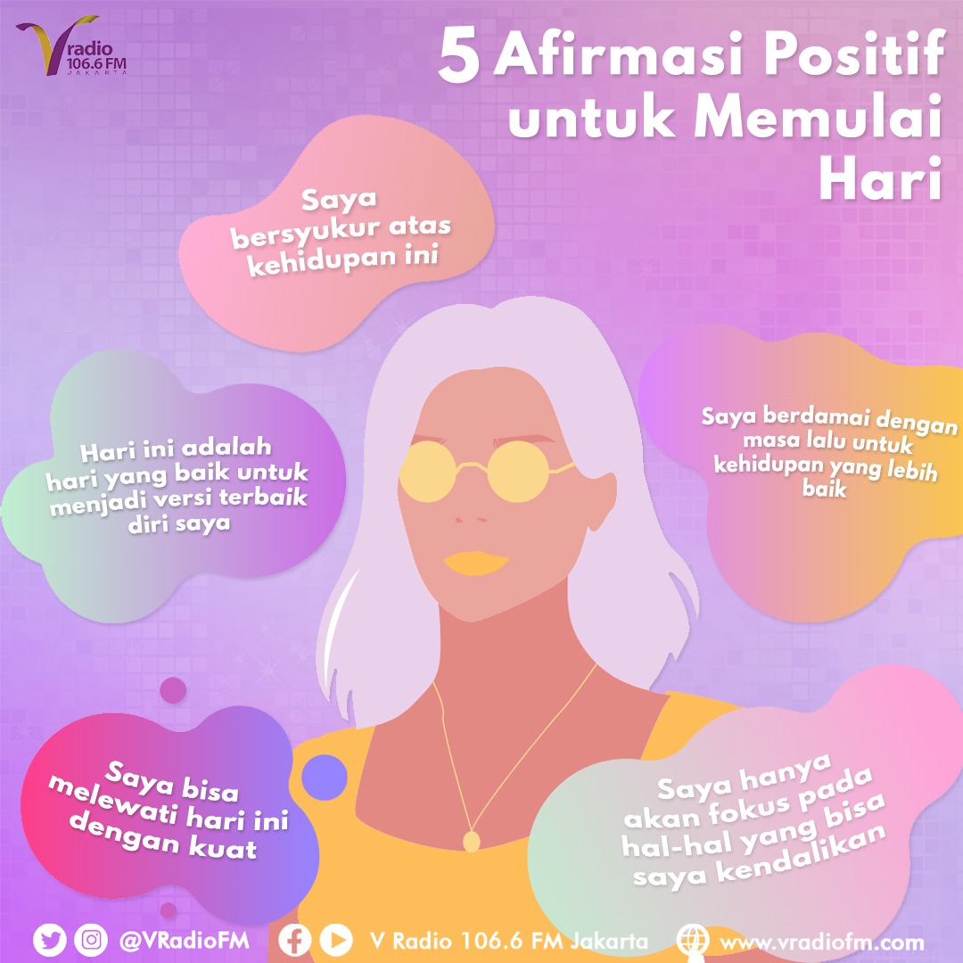 vradiofm's tweet photo. V listeners, selamat hari senin! Hari ini minceu mau berbagi afirmasi positif untuk Anda agar lebih semangat dalam menjalani hari, jangan lupa jaga kesehatan ya
V listeners, kata-kata positif apa sih yang sering Anda katakan pada diri Anda sendiri?
#VRadio #VUpdate #TipsOnV https://t.co/fhsJ1jGiGK