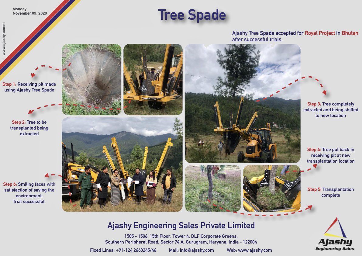 AjashyEngg's tweet photo. #TreeSpade #TreeTransplantation #SaveTrees #SaveEnvironment #Environment #CleanAir #Pollution #SaveEarth #Trees #Ajashy #Engineering #Gurugram #India #RoyalPalaceBhutan #Bhutan https://t.co/rWAqRZzemp