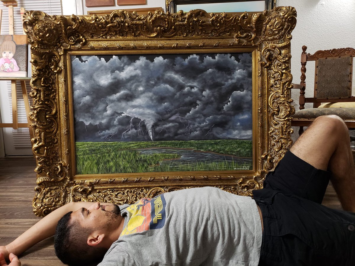 victor_ferretiz's tweet photo. The screaming of the wind!#victorferretizart #oilpaintings #oiloncanvas #cloudlysky #tornado #lightningstrikes #dentontx #unt #painter #pintoresmexicanos #fridakahlo #landscapeart #originalart #nature #paisajes #lagos #lakes #museum #artgallery #victorferretiz https://t.co/GCD2NkaOMB
