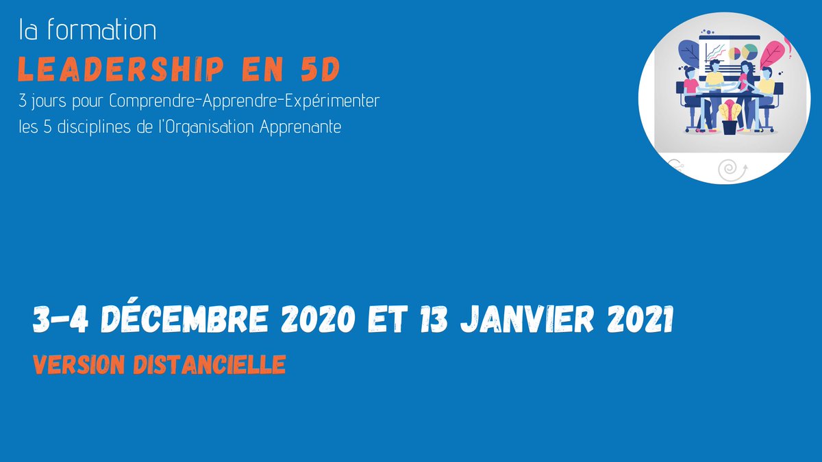 SOLFrance's tweet photo. Vous faites quoi les 3-4 décembre et 13 janvier prochain ?
SoL France propose une version distancielle du "Leadership en 5D", pour Apprendre, Comprendre, Expérimenter les 5 disciplines de l'Organisation Apprenante.
Les inscriptions : https://t.co/1Kc1qP1j0Z https://t.co/wYc3hr2Wtu
