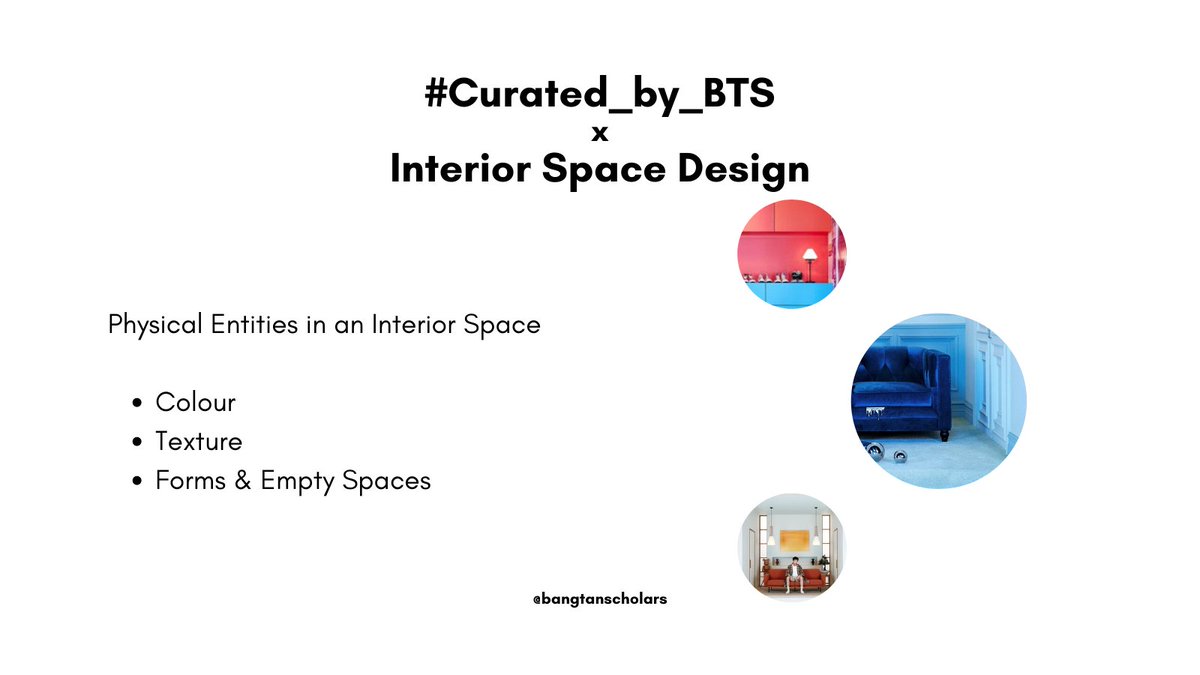 BTS use a mixture of "physical entities" in their individual concept photos to create their individual rooms.Physical Entities in an Interior Space -Colour-Texture-Forms & Empty Spaces @bts_twt  #BTSResearch  #Curated_by_BTS