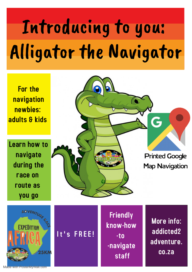 Addicted2Advent's tweet image. Our FREE Alligator the Navigator services will be back at the Expedition Africa 25km Adventure Race by A2A | Sun, 6 Dec &apos;20 | Riversands Farm Village, Midrand due to popular demand.

Enter as a whole family!

addicted2adventure.co.za/package/exp-af…