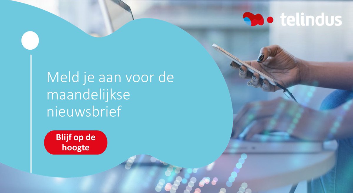 Telindus_NL's tweet photo. Wil jij altijd op de hoogte blijven van het laatste nieuws van Telindus? Maandelijks versturen wij een nieuwsbrief met de laatste updates over de ontwikkelingen in het IT-landschap van Telindus. Laat je e-mailadres achter via de link. https://t.co/rUAXgyp4xW https://t.co/lVxFugIHYL