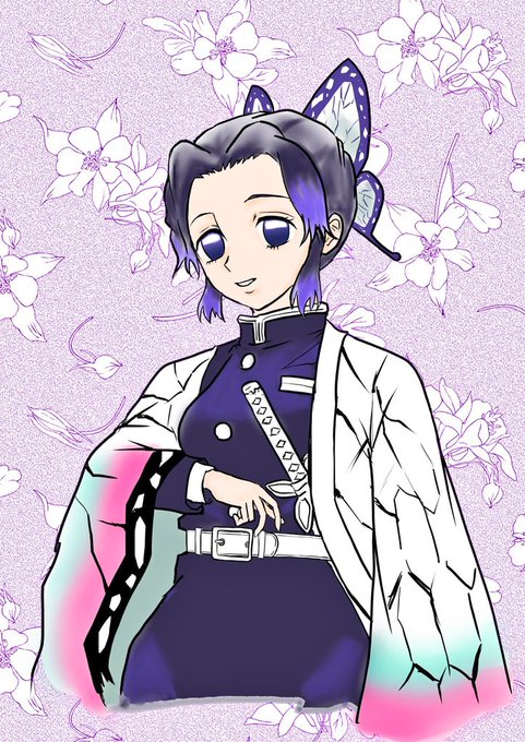 パンちゃんさんがTwitterに投稿した胡蝶しのぶ(鬼滅の刃)のイラスト。