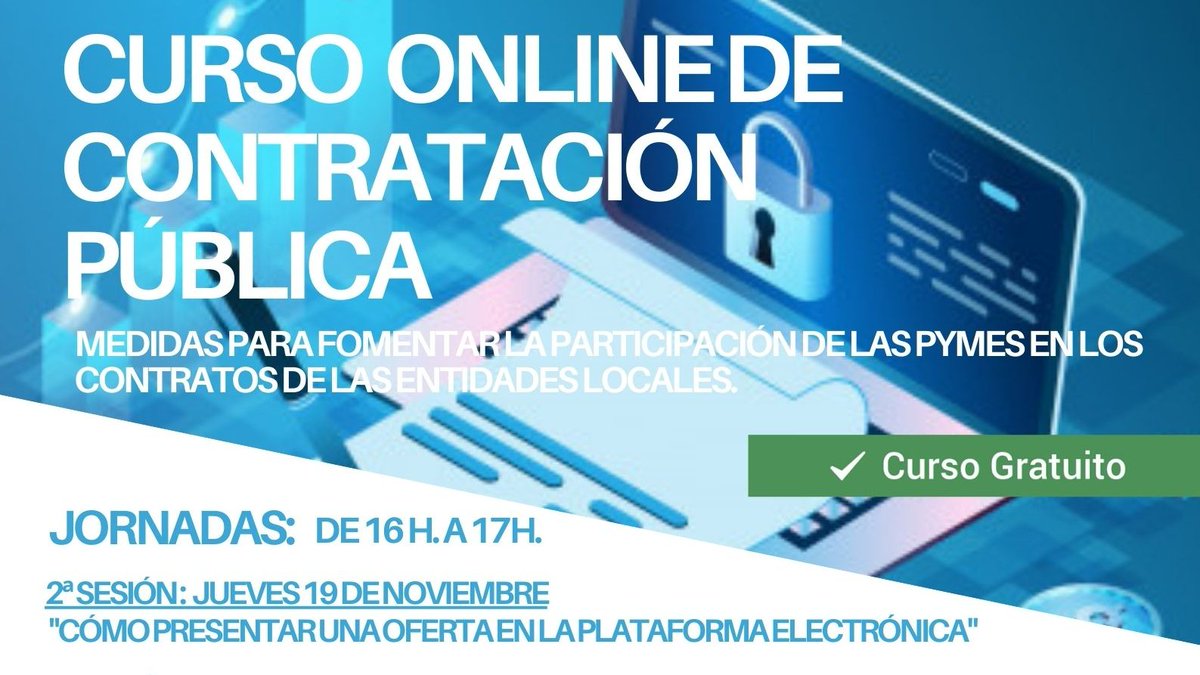 Abierta la inscripción a la 2ª jornada del curso online y gratuito de Contratación Pública para fomentar el acceso de las Pymes a la contratación pública.
Para participar tendrán que rellenar el formulario de inscripción en el siguiente enlace: forms.gle/th51GX2x6V5ALg…