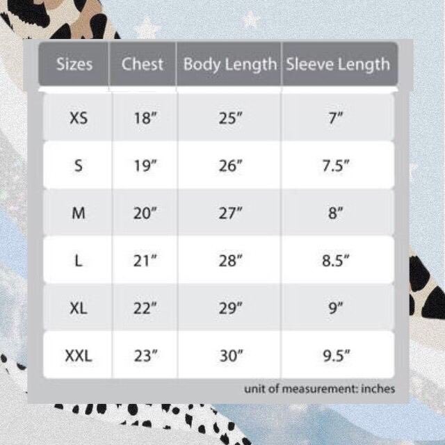 TishatsuCo's tweet photo. Size Chart ✨✌🏻 https://t.co/ioFXG9mYiX